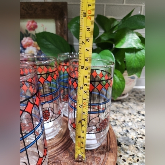 ✨️SET OF 6✨️ 1970s Vintage Pepsi Cola "Stained Glass" 16oz Tumblers - Picture 7 of 7